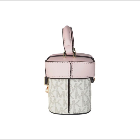 NWT Michael Kors Rose Mini Vanilla Signature Pink Leather Trunk Crossbody Bag - Picture 4 of 6